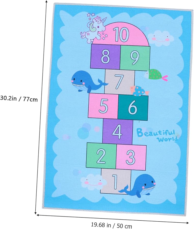 Soft Hopscotch Play Mat Non Slip Educational Floor Rug for Kids Nursery Playroom - Image 3